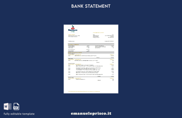 modello word di estratto conto bancario Venezuela Banesco in stile verificato